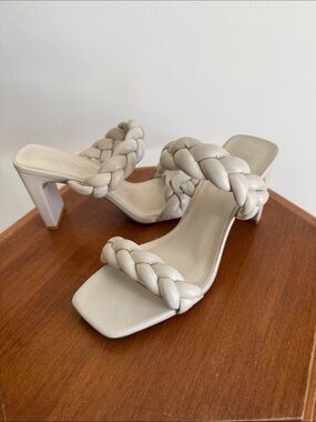 Soda Cream Braided Strap Block Heel Sandals